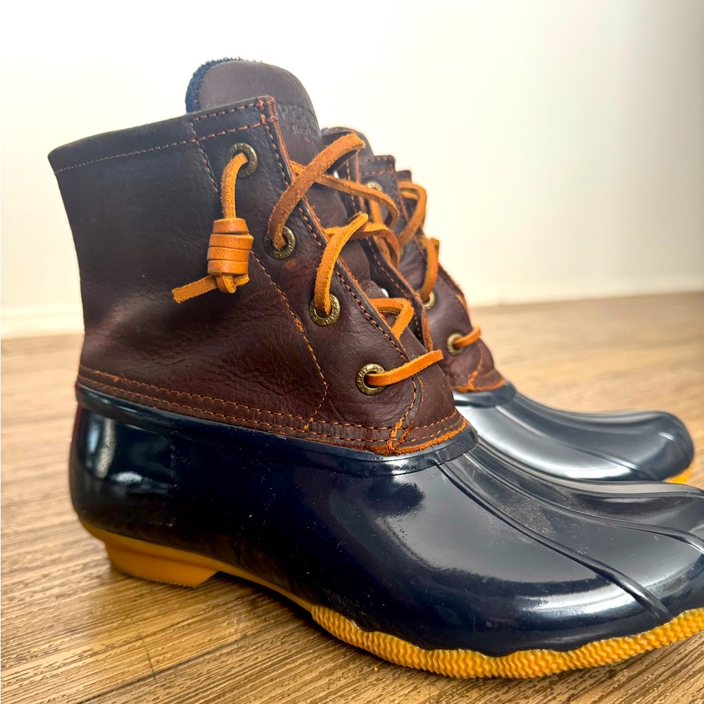 Sperry Top-Sider Duck Boots in Navy Blue and Brown
